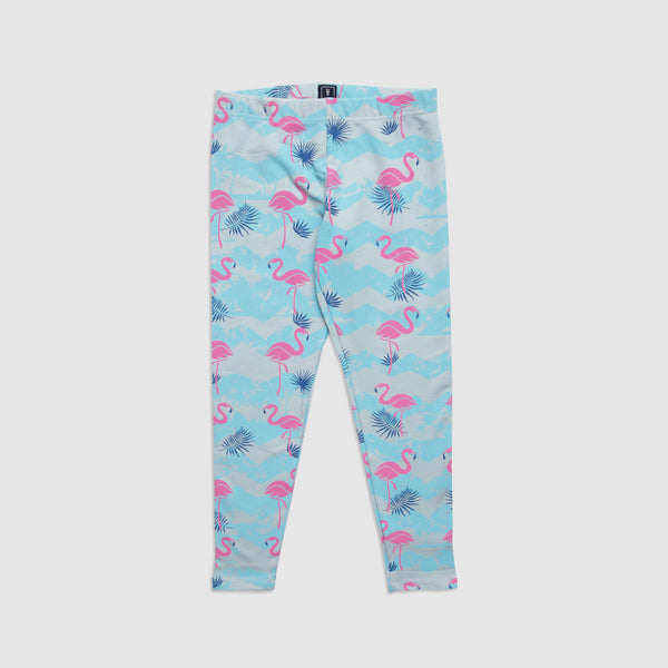 Stretch Cotton Terry Flamingo Print Full-Length Leggings