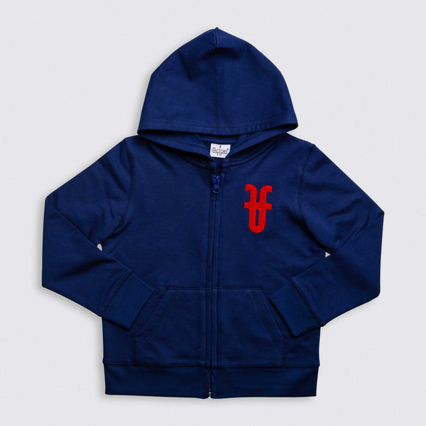 Light Brushed Cotton Logo Terry Embroidery Hooded Full-Zip Sweatshirt