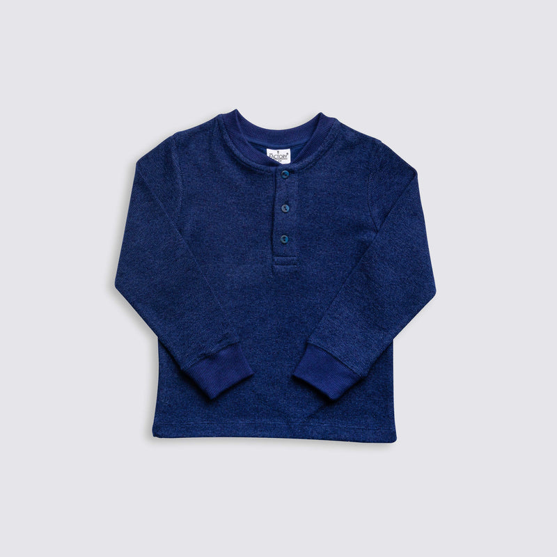 Cotton Cashmere Plain Fabric Henley Sweater