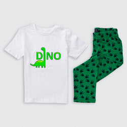 Cotton Jersey Dino Print Short-Sleeved T-Shirt & Pants Set Pajama