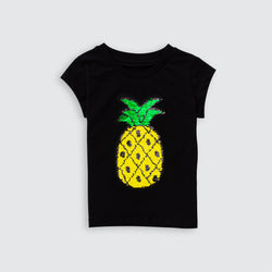 Cotton Jersey Pineapple Flippy Sequin Short-Sleeved T-Shirt