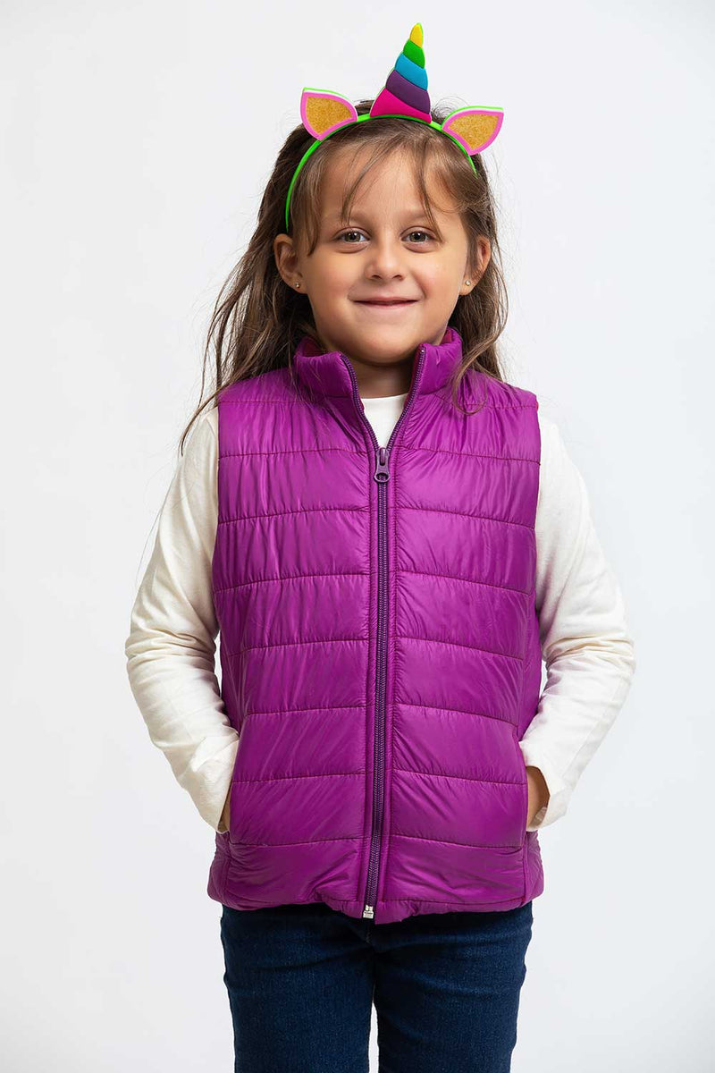 Nylon Microfiber Plain Quilted Puffer Vest Jacket