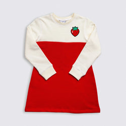 Heavy Brushed Cotton Strawberry Badge Skirt Dress