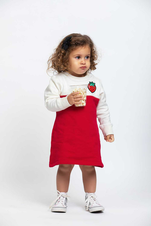 Heavy Brushed Cotton Strawberry Badge Skirt Dress