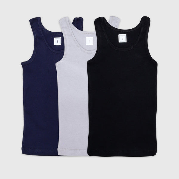 Boys 3-Piece Ribbed Cotton Tanks Undershirts Set