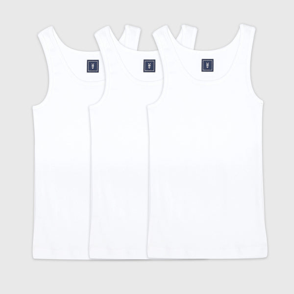 Boys 3-Piece Ribbed Cotton Tanks Undershirts Set