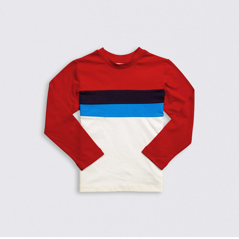 Cotton Jersey Plain Fabric Color Stripes Long-Sleeved T-Shirt