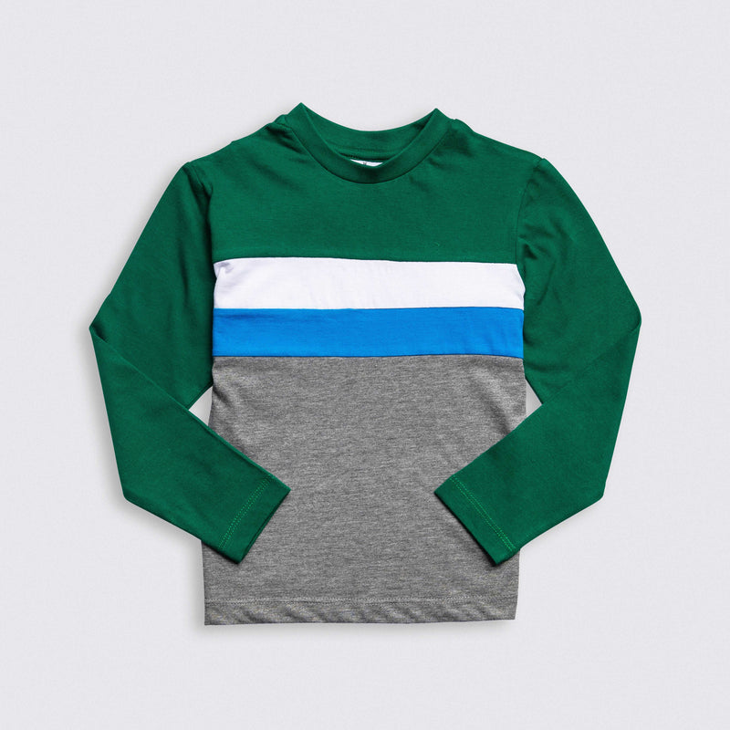 Cotton Jersey Plain Fabric Color Stripes Long-Sleeved T-Shirt