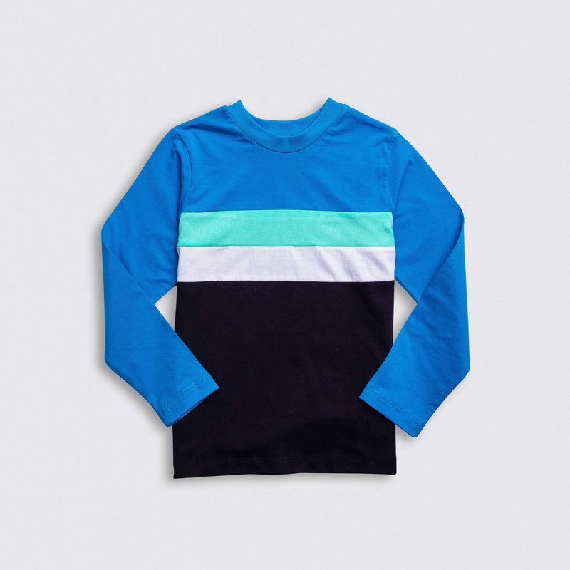 Cotton Jersey Plain Fabric Color Stripes Long-Sleeved T-Shirt