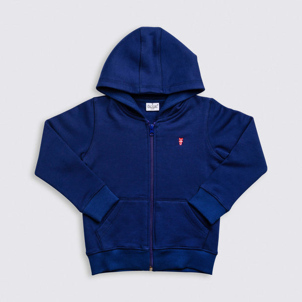 Heavy Brushed Cotton Logo Embroidery Hooded Full-Zip Sweatshirt