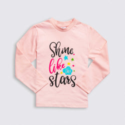 Cotton Jersey Shine Print Crewneck Long-Sleeved T-Shirt