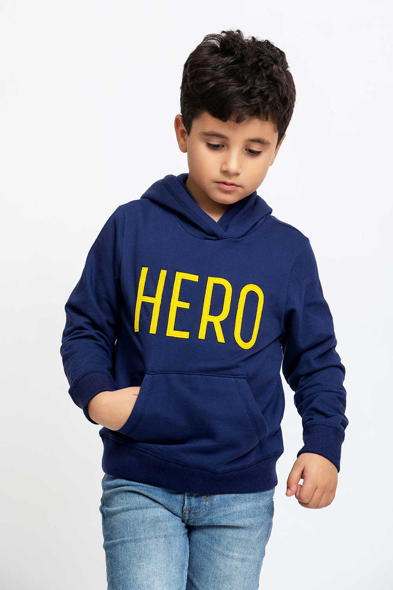 Light Brushed Cotton Hero Embroidery Hooded Sweatshirt