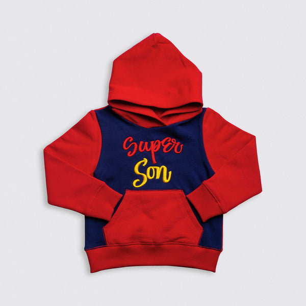 Heavy Brushed Cotton Super Son Embroidery Hooded Sweatshirt