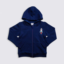 Heavy Brushed Cotton Rocket Badge Hooded Full-Zip Sweatshirt