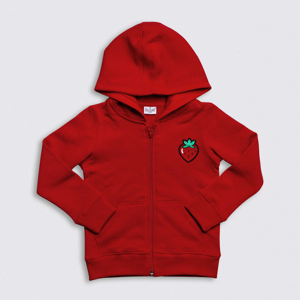 Heavy Brushed Cotton Strawberry Badge Hooded Full-Zip Sweatshirt