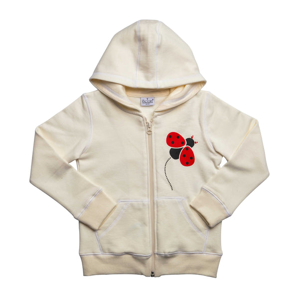 Heavy Brushed Cotton Lady Bird Print Hooded Full-Zip Sweatshirt