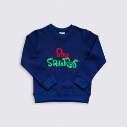 Heavy Brushed Cotton Boy Saures Print Crewneck Sweatshirt