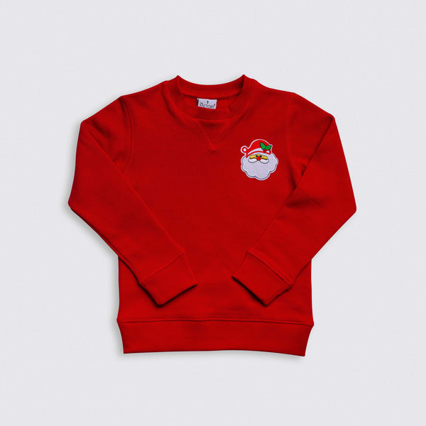 Heavy Brushed Cotton Santa Badge Crewneck Sweatshirt