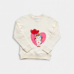 Heavy Brushed Cotton Unicorn Balloons Print Crewneck Sweatshirt