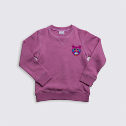 Heavy Brushed Cotton Owl Badge Crewneck Sweatshirt