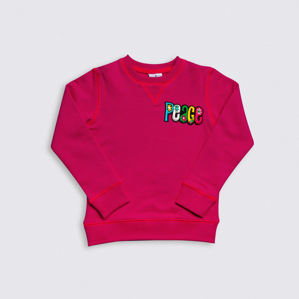 Heavy Brushed Cotton Peace Badge Crewneck Sweatshirt