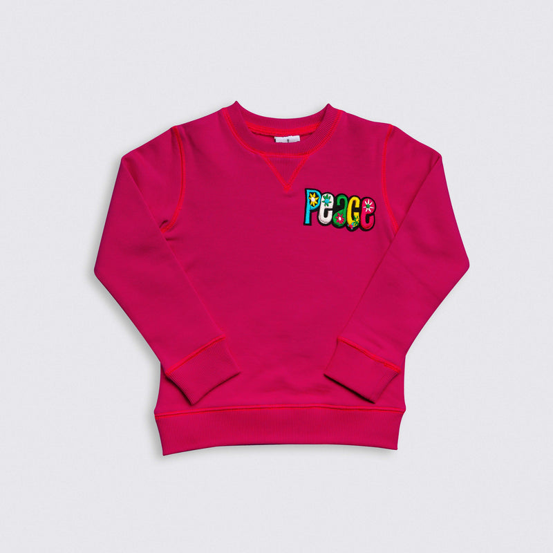 Heavy Brushed Cotton Peace Badge Crewneck Sweatshirt