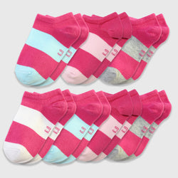 Girls Pink Stripes Liner 7-Days Pack of Socks