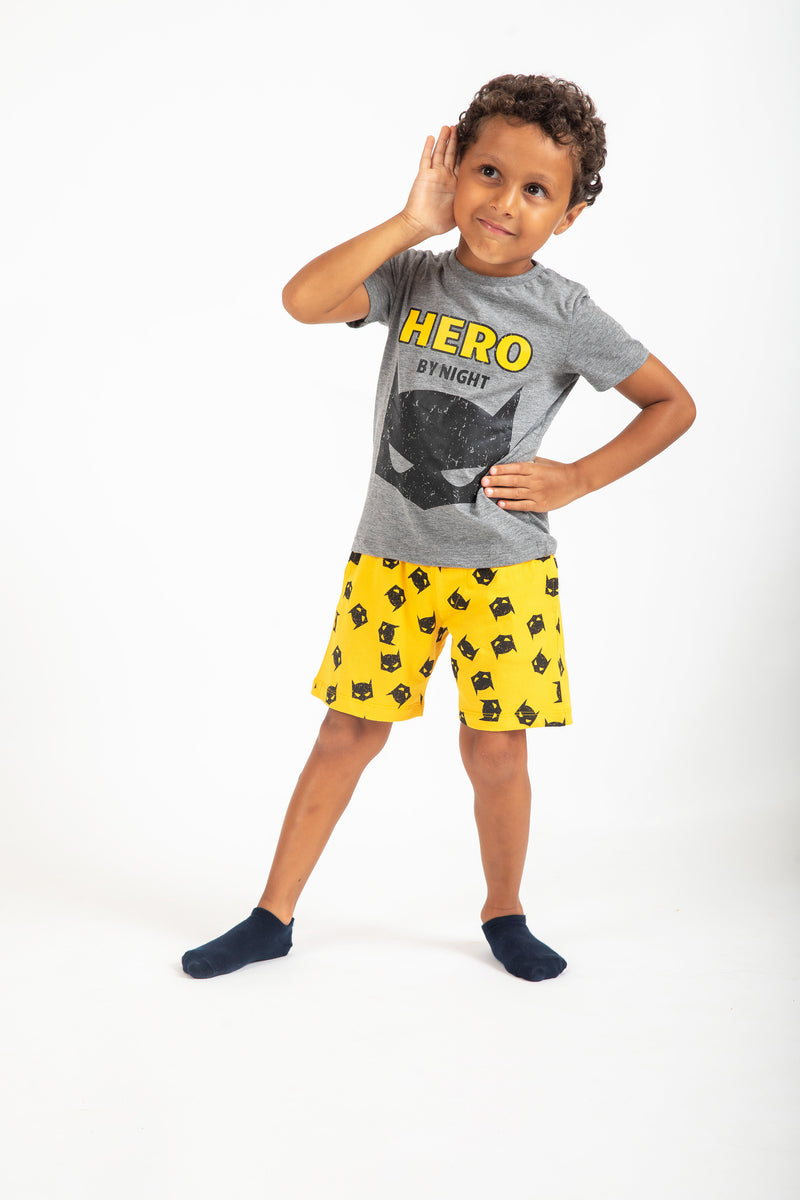 Cotton Jersey HERO Print Short-Sleeved T-Shirt & Shorts Set Pajama