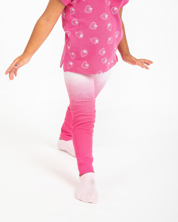 Stretch Cotton Terry Pink Fade Print Full-Length Leggings