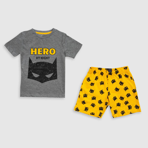 Cotton Jersey HERO Print Short-Sleeved T-Shirt & Shorts Set Pajama