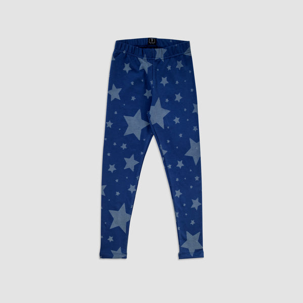 Stretch Cotton Terry Stars Patterned Full-Length Leggings