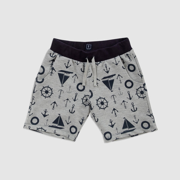 Cotton Terry Marine Full-Print Shorts