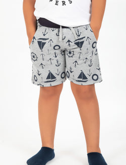 Cotton Terry Marine Full-Print Shorts