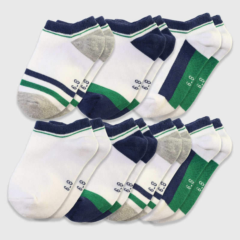 Boys Blue Green Geometric Patterns 7-Days Pack of Socks