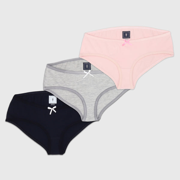 Girls Plain 3-piece Briefs Set