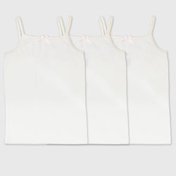 Girls 3-Piece Elastic Cotton Strap Tanks