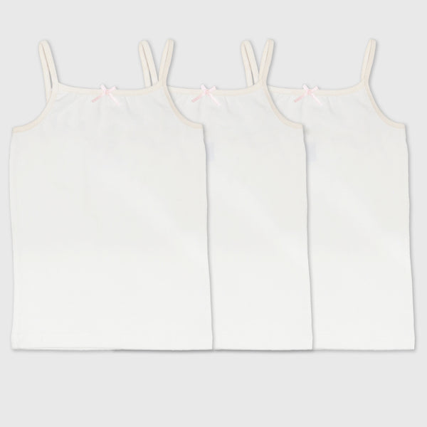 Girls 3-Piece Elastic Cotton Strap Tanks