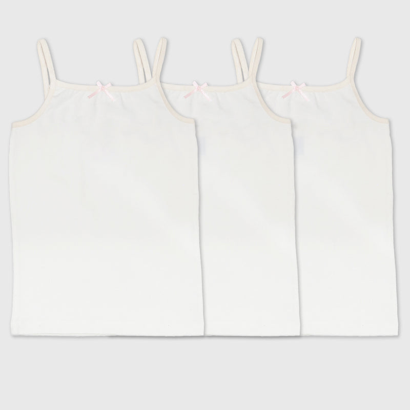 Girls 3-Piece Elastic Cotton Strap Tanks